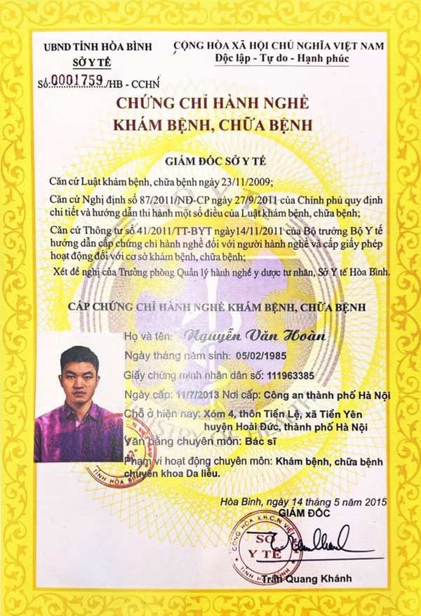 chứng chỉ bác sĩ hoàn